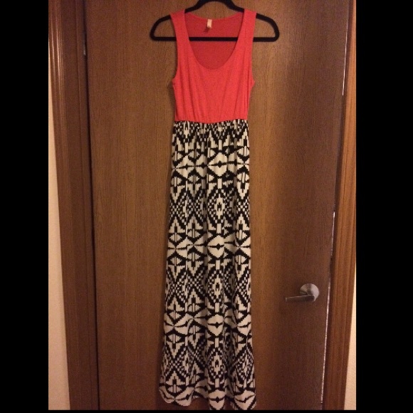 Pink, black, & white, Maxi Dress