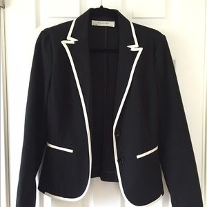 Zara Black Blazer with White Trims