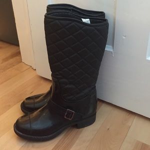 Women's black "riding style" rainboots