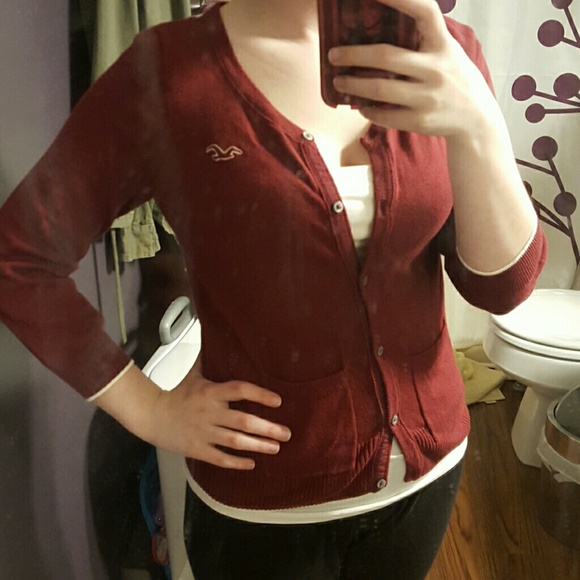 Red Knit Hollister Cardigan