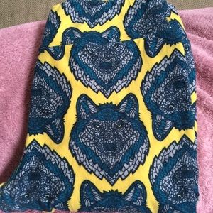 LuLaRoe OS - Yellow Stained Glass Wolf Leggings