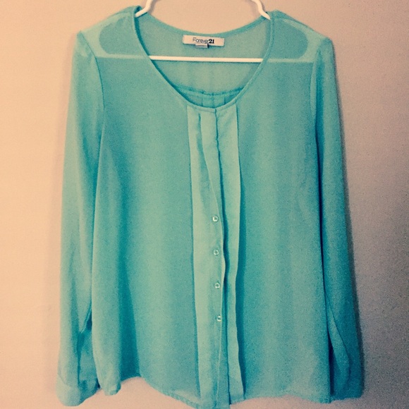 Sea foam green button down blouse