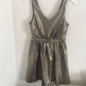 Gold metallic mini dress