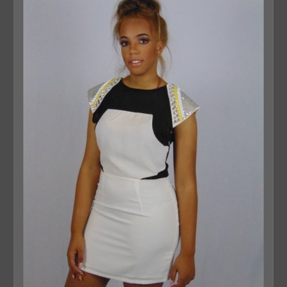 Black and White Embellished Dress