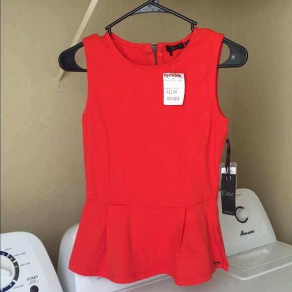 Red orange zipper back peplum