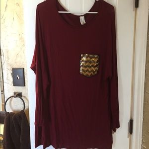 Long sleeved tunic with sequin pocket