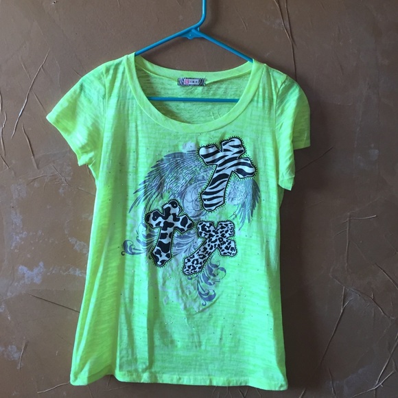 Neon Yellow Cross Tee