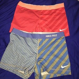 2 Pairs Nike Dri Fit Striped Spandex