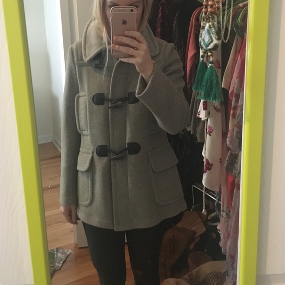 Burberry wool, grey pea coat with toggles