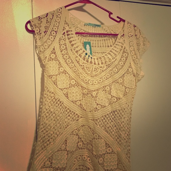 Crocheted ivory tunic