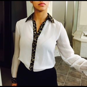 White leopard print blouse