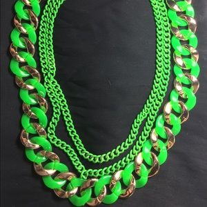 Cool Neon Green and Gold Necklace