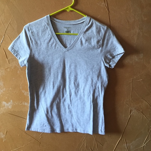 Plain V-neck Grey Tee