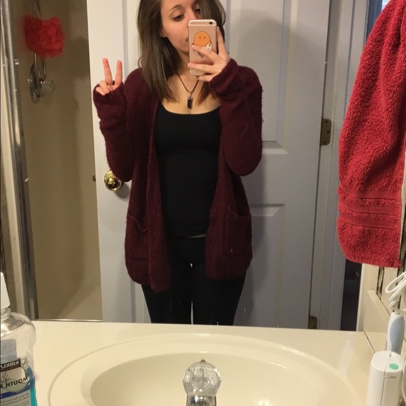 Hollister burgundy cardigan