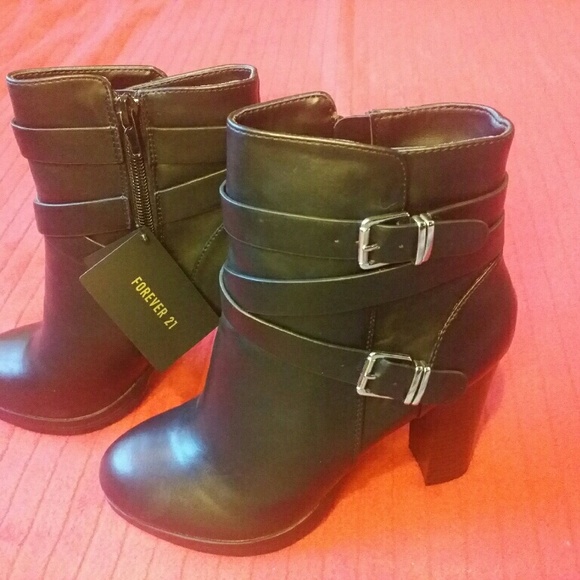 New! Forever 21 buckled leather booties