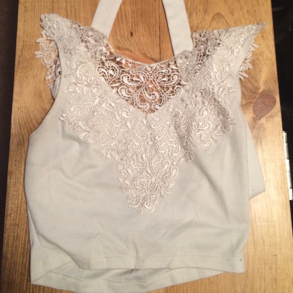 White lace crop top
