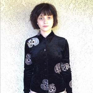 Betsey Johnson vintage velvet skull top