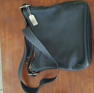 Navy blue crossbody Coach satchel w/dust bag