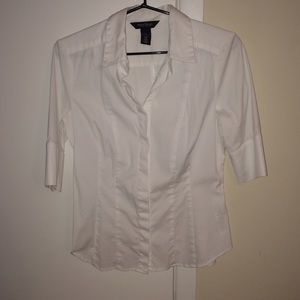 Three quarter sleeve button up blouse