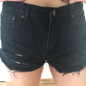 Forever 21 Distressed Black denim shorts