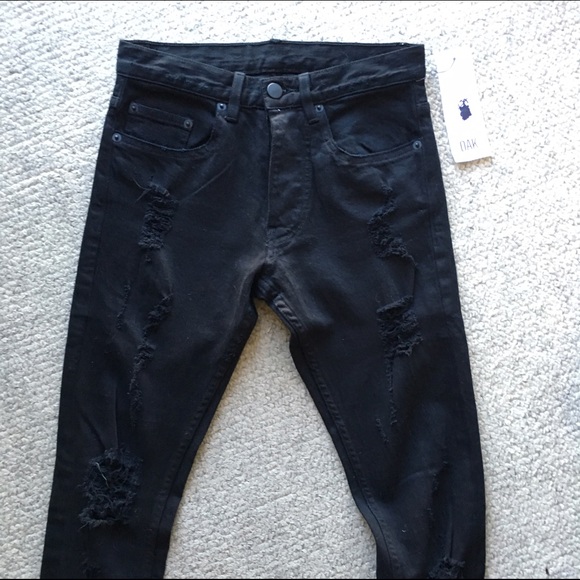 OAK High Waist Ripped Skinny Jeans