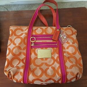 Orange and magenta Coach Poppy bag