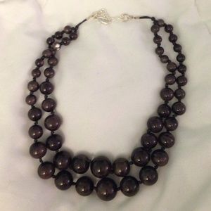 2 layer dark gray/black beaded necklace