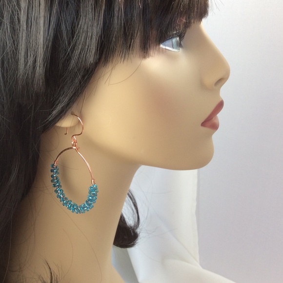 💕 MOVED TO BOUTIQUE 💕 Blue Hoop Earrings - Picture 2 of 4