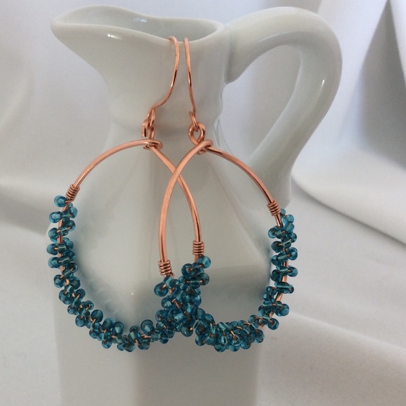 💕 MOVED TO BOUTIQUE 💕 Blue Hoop Earrings - Picture 3 of 4