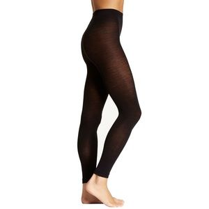 Cashmere Wool Blend Sheer Leggings, Black