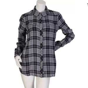 C&C California blue cotton plaid button up shirt