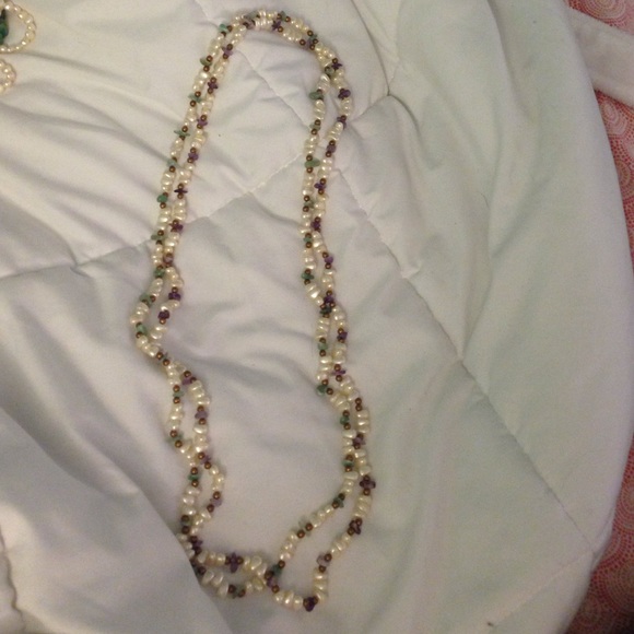 2 long beautiful beaded necklaces