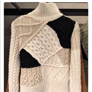 zara cable knit patchwork cardigan