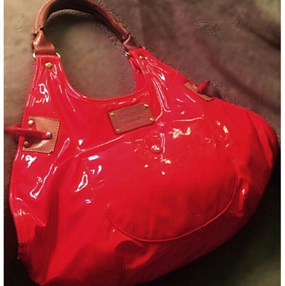 KATE SPADE RED PATENT LEATHER HOBO