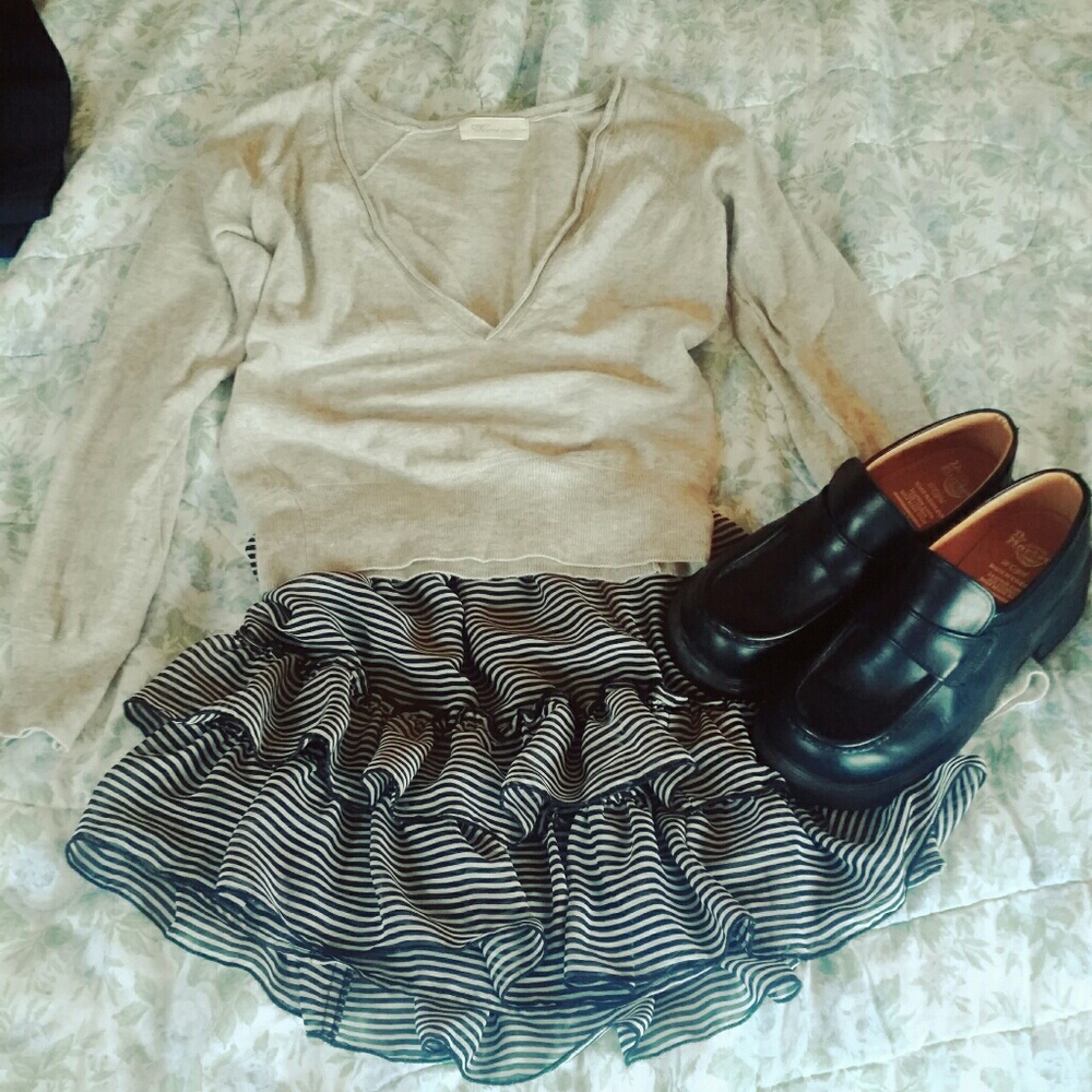 Low V Neck Cream Sweater