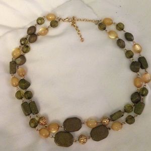 Green and yellow layered necklace