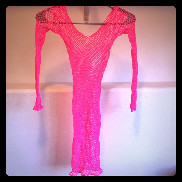 Dresses & Skirts - Hot pink fishnet body con