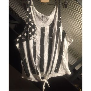Black and White American Flag tie tank