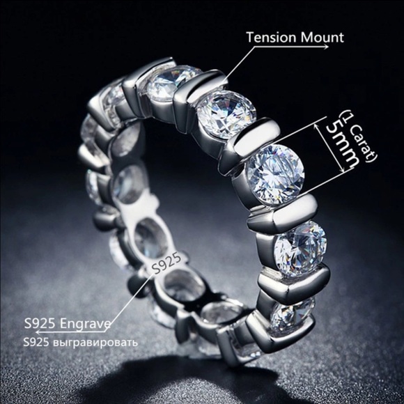 925 sterling silver CZ wedding ring