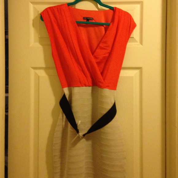 Peach and tan dress