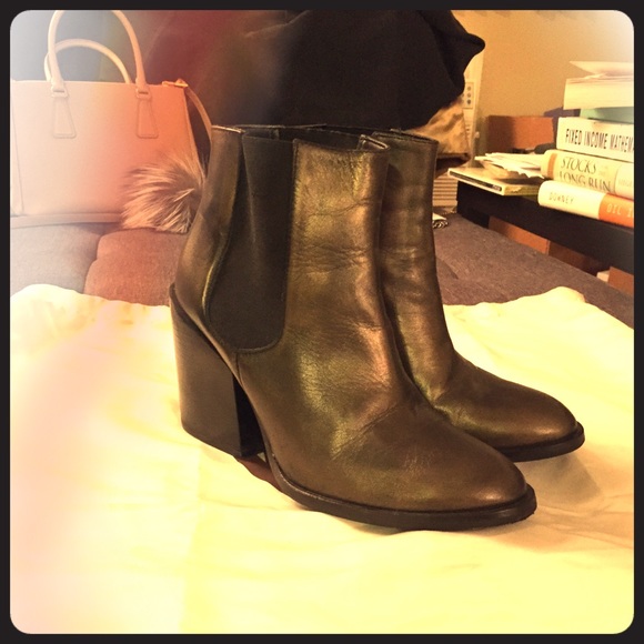 Zara Metallic Ankle Boots Size 38 Size 7.5