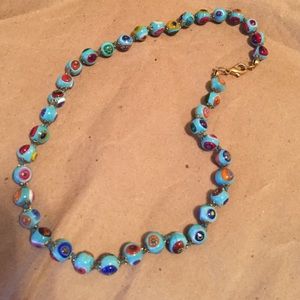 Italian glass beaded flower necklace