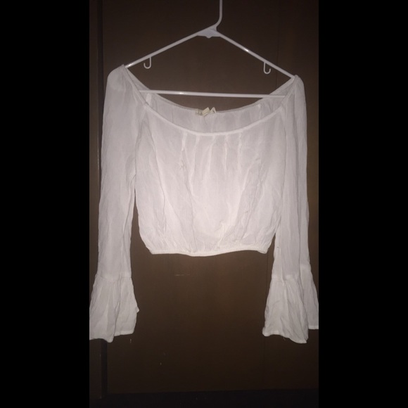 white off the shoulder crop top
