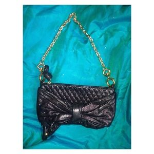 Juicy Couture Black Sheen Leather Purse