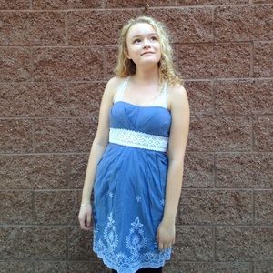 Strapless Blue Dress