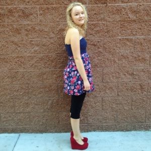 Blue Floral Fit and Flare Tunic/Dress