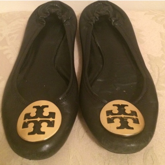 SALE Black and Gild Tory Burch Reva Flats