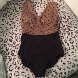 Polka dot one piece bathing suit