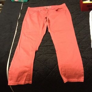 Very nice peach colored jeans, worn very few times