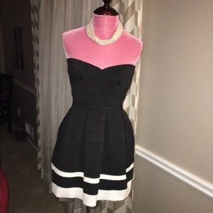 Black and White Strapless Aline Dress